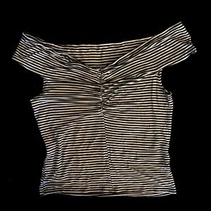 Hot Topic Black/White Striped Off Shoulder Top M